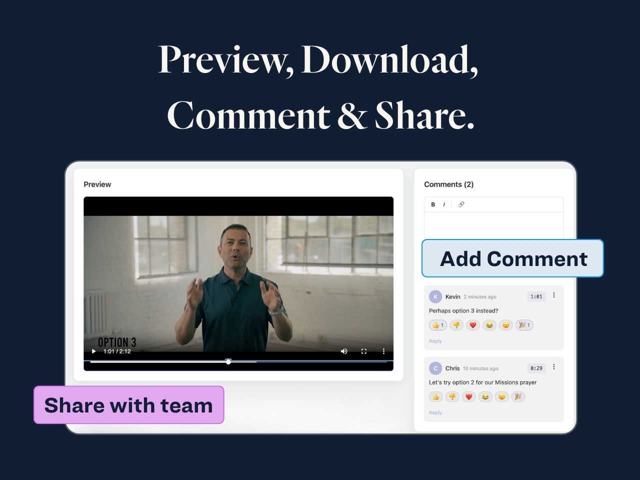 Grail browser preview for team media access